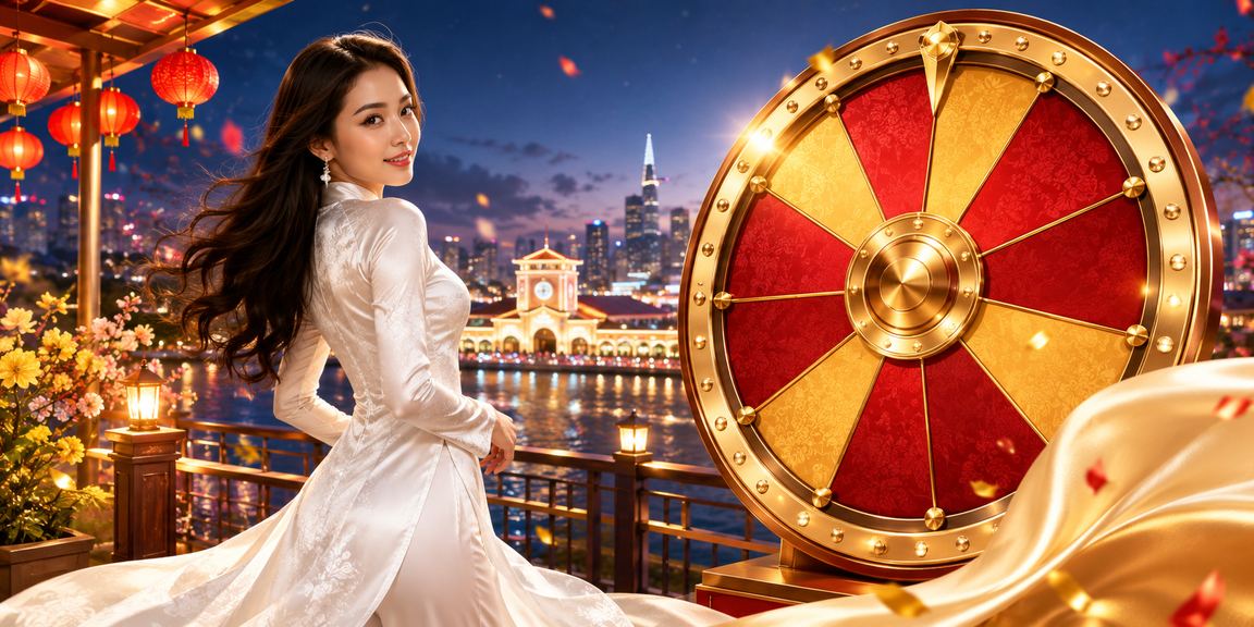 Người chơi tại TP Hồ Chí Minh tham gia rút thăm may mắn với áo dài truyền thống